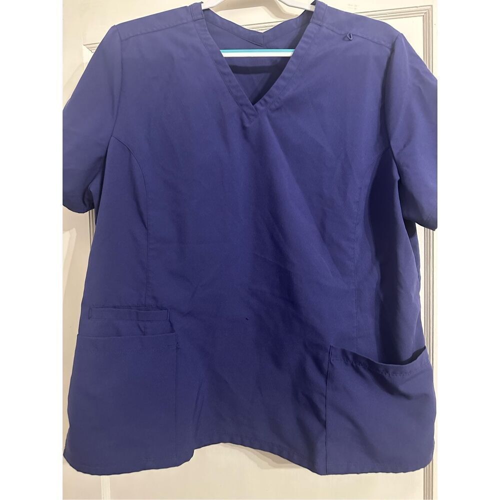 Maevn Women's Active V-Neck Pocket Scrub Top Purple XXL 2XL